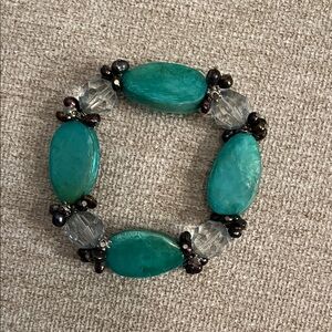 Turquoise Colored Beaded Stretch Bracelet - Women's Fashion Jewelry